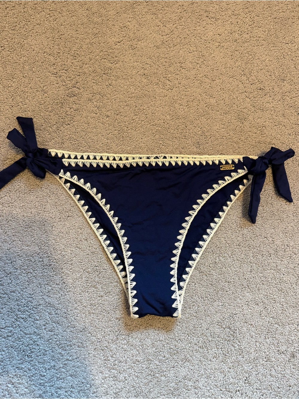 NWT Banana Moon Navy Bikini Bottom with Ivory Trim | Size S/36